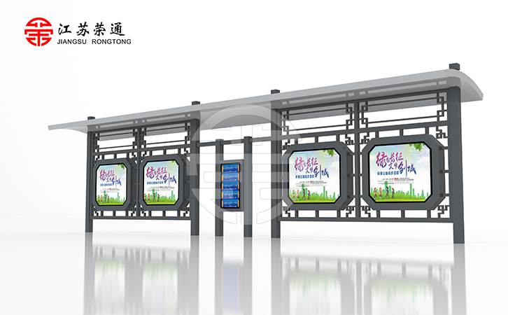 公交候車亭安裝中安裝完畢做好防水